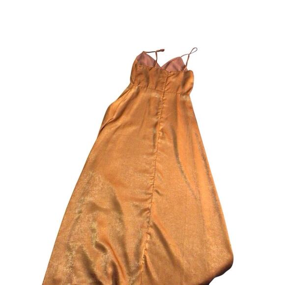 LULUS Constantine Rust Orange Satin Cocktail Wedding Guest Maxi Dress XSmall - Picture 4 of 8